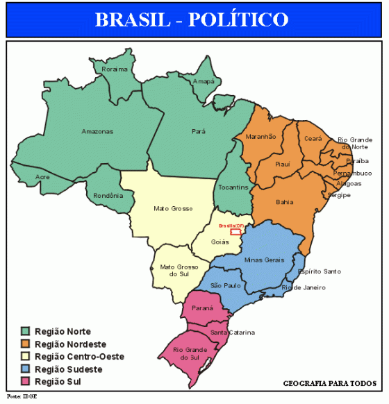 BRASIL - DIVISAO POLITICA E REGIONAL - IBGE
